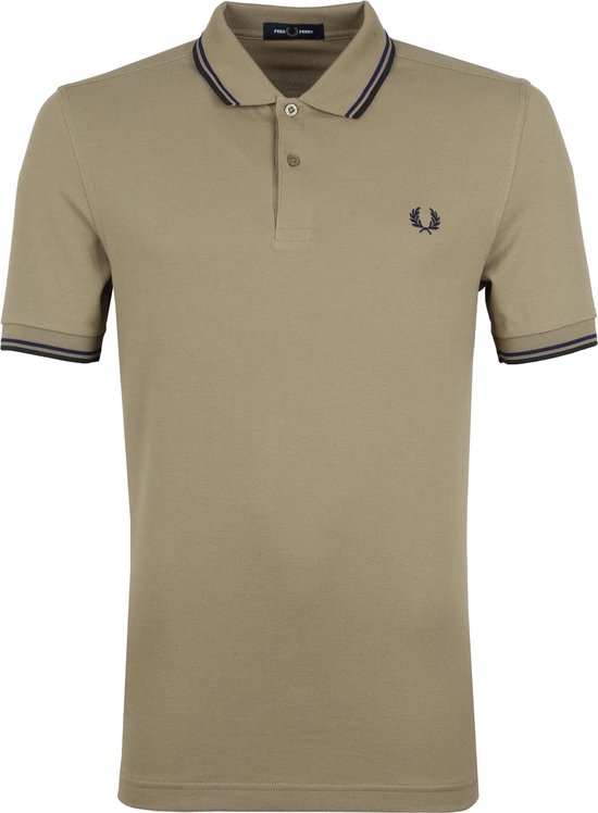Fred Perry - Polo Twin Tipped M3600 Lichtbruin - Slim-fit - Heren Poloshirt Maat S