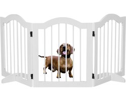 Paws and Claws - Hondenhek Deurhekje - Dog barrier - 154,5 x 61 cm - Opvouwbaar - Wit