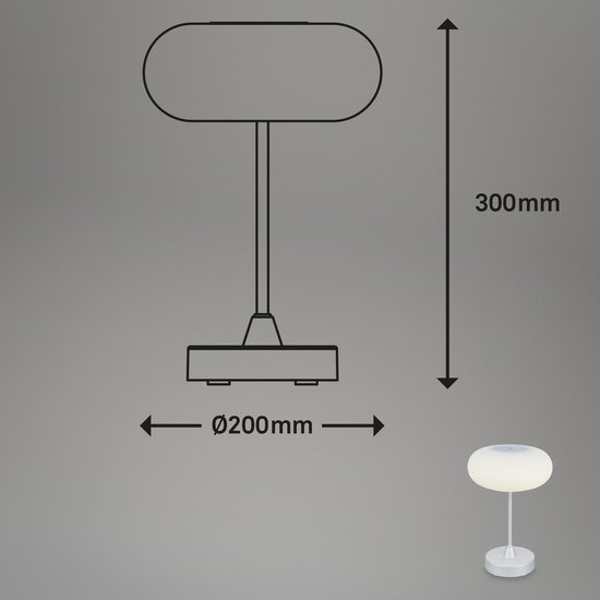 BRILONER - LED tafellamp snoerloos IP44 met touch, dimbaar, oplaadbare accu verwisselbaar, bedlamp, leeslamp, LED lamp, campinglamp, tafellamp, oplaadbare acculamp, buitenlamp, 16 x 29 cm, antraciet