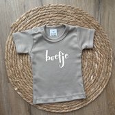 Baby t-shirt - Boefje - Sand - Maat 74 - Baby Boy - Jongen - Cadeau - Dreumes - Babykleding - Korte mouw