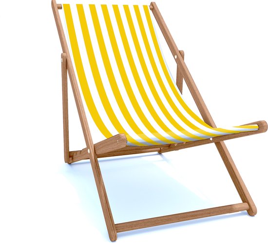 Het vertel het me George Bernard Holtaz Strandstoel gestreept - Inklapbaar - Hout - Comfortabele zonnebed -  ligbed met... | bol.com