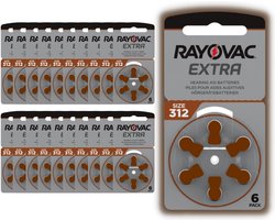 120 Batterijen voor gehoorapparaten Rayovac 312, 20 Plaquettes (PR41)