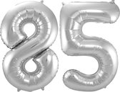 Ballon Numéro 85 Ans Argent Hélium Ballons Décoration D'anniversaire Numéro Ballon Décoration De Fête Avec Paille - 86cm
