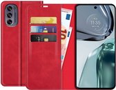 Motorola Moto G62 Bookcase hoesje - Just in Case - Effen Rood - Kunstleer