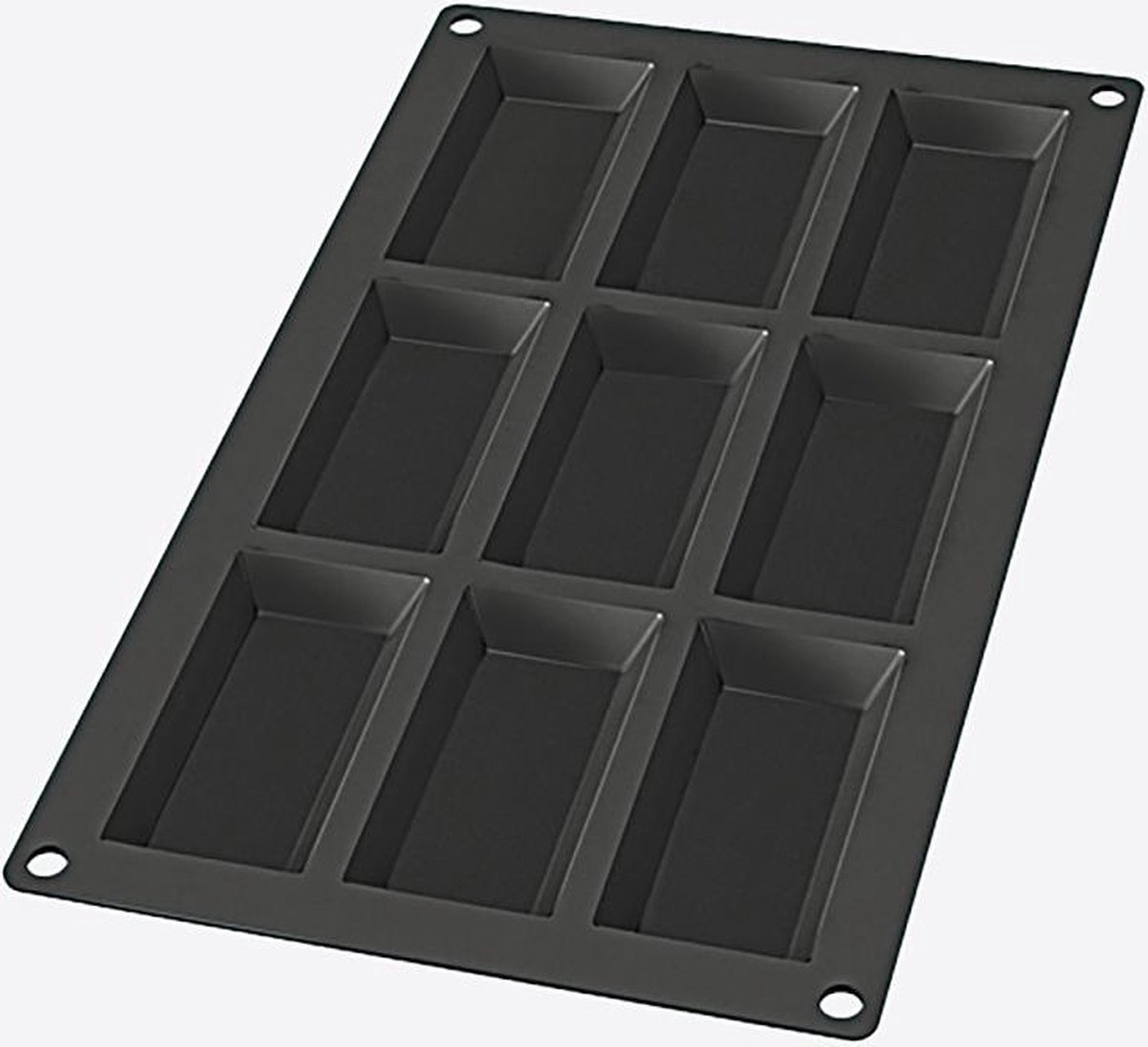 Lékué bakvorm uit silicone voor 9 financiers zwart 8.5x4.3x1.2cm