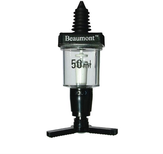Beaumont 50ml maatschenker met zwarte voet en zwarte bovenkant.