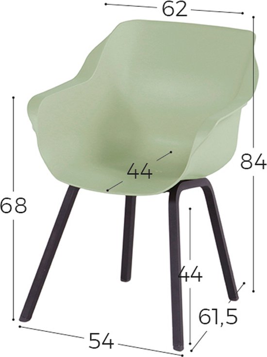 Hartman Sophie Element dining armstoel - French Green - Alu poot - Hartman