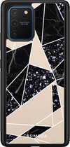 Casimoda® hoesje - Geschikt voor Samsung Galaxy S10 Lite - Abstract Painted - Zwart TPU Backcover - Geometrisch patroon - Bruin/beige