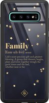 Casimoda® hoesje - Geschikt voor Samsung Galaxy S10+ - Family Is Everything - Luxe Hard Case Zwart - Backcover telefoonhoesje - Zwart