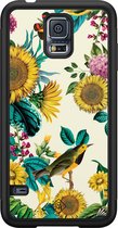 Casimoda® hoesje - Geschikt voor Samsung Galaxy S5 - Zonnebloemen / Bloemen - Zwart TPU Backcover - Bloemen - Geel