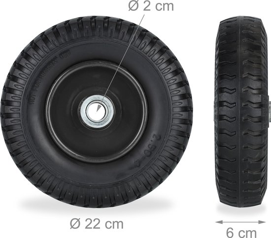 kruiwagenwiel - set van 2 - 2.50-4 - massief rubber - stalen velg - anti-lek - 80 kg van Merkloos	 — afbeelding 5