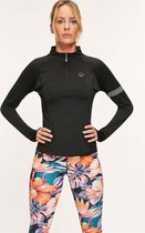 Active Panther T-shirt Julia Solid zip Black, chemise de course à pied pour femme, chemise d'entraînement de sport à manches longues,