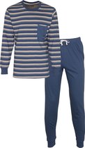 M.E.Q. - Heren Pyjama - 100% Katoen - Blauw - Maat XL