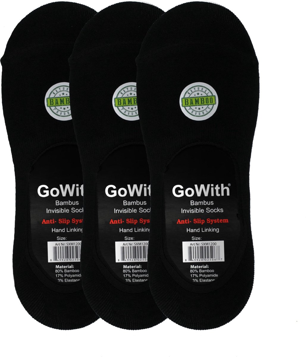 GoWith-bamboe sokken-yoga sokken-pilates sokken-3 paar- dans sokken-dames sokken-zwart-35-40 - GoWith