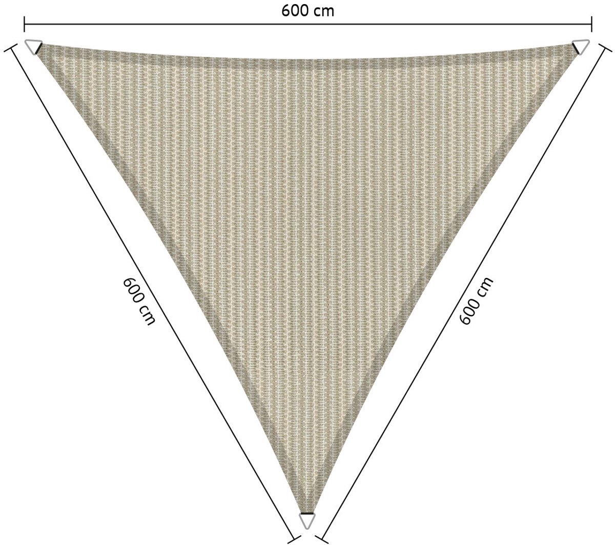 Shadow Comfort® Gelijkzijdige driehoek schaduwdoek - UV Bestendig - Zonnedoek - 600 x 600 x 600 CM - Sahara Sand