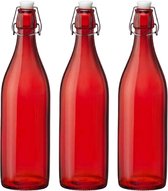 Cuisine Elegance set de 8x bouteilles weck verre bouchon basculant rouge de 1 litre