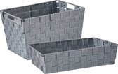 Kast/badkamer opbergmandjes - Set van 4x stuks - Zilvergrijs in 2 formaten 34 x 21 x 8.5 cm en 35 x 25 x 20 cm