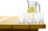 Luminarc schenkkan/waterkan/sapkan van glas 1.6 liter met 6x stuks Versailles waterglazen/drinkglazen van 375 ml