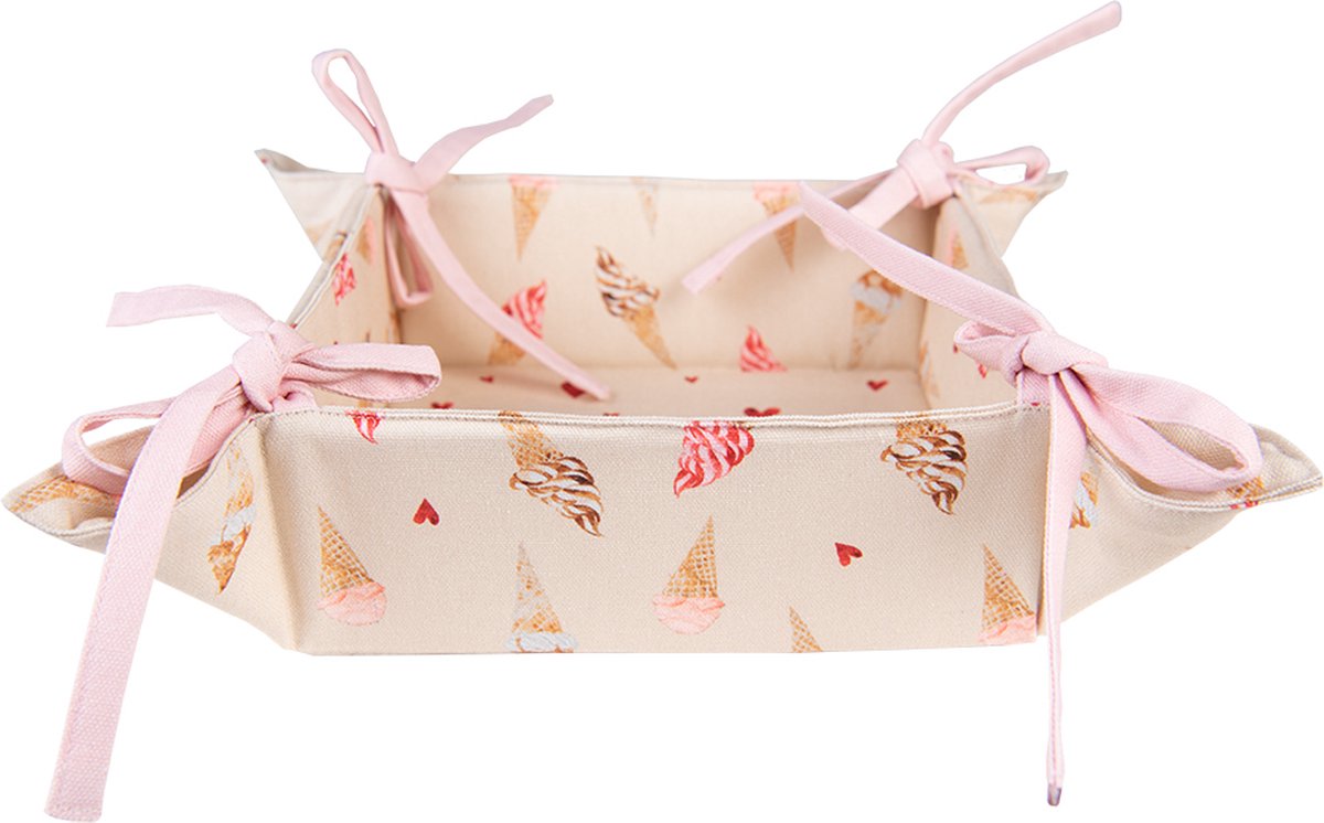 Clayre & Eef Broodmand 35x35x8 cm Beige Roze Katoen IJsjes