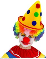 Widmann - Clown & Nar Kostuum - Hoed Clown Stippel De Clown Geel - geel - Carnavalskleding - Verkleedkleding