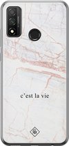 Casimoda® hoesje - Geschikt voor Huawei P Smart (2020) - C'est La Vie - Siliconen/TPU - Soft Case - Bruin/beige - Tekst