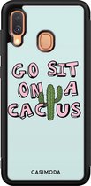 Casimoda® hoesje - Geschikt voor Samsung Galaxy A40 - Go Sit On A Cactus - Zwart TPU Backcover - Planten - Blauw