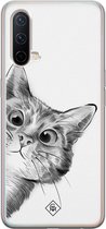 Casimoda® hoesje - Geschikt voor OnePlus Nord CE - Peekaboo - TPU - Backcover - Zwart - Kat