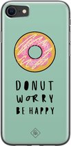 Casimoda® hoesje - Geschikt voor iPhone SE (2020) - Donut Worry - Siliconen/TPU telefoonhoesje - Backcover - Snoep - Roze