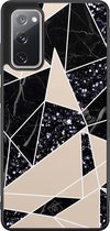 Casimoda® hoesje - Geschikt voor Samsung Galaxy S20 FE - Abstract Painted - Zwart TPU Backcover - Geometrisch patroon - Bruin/beige