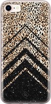 Casimoda® hoesje - Geschikt voor iPhone 8 - Chevron Luipaard - Siliconen/TPU telefoonhoesje - Backcover - Luipaardprint - Zwart