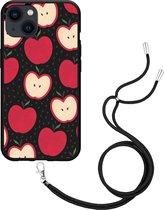 iPhone 13 Hoesje met Koord Zwart Appels - Designed by Cazy