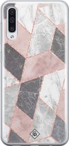 Casimoda® hoesje - Geschikt voor Samsung A70 - Stone grid marmer / Abstract marble - Backcover - Siliconen/TPU - Roze