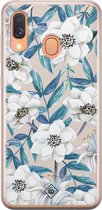 Casimoda® hoesje - Geschikt voor Samsung A40 - Bloemen / Floral blauw - Backcover - Siliconen/TPU - Blauw