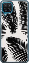 Casimoda® hoesje - Geschikt voor Samsung A12 - Palm Leaves Silhouette - Backcover - Siliconen/TPU - Zwart