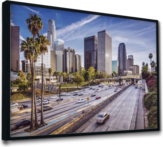 Akoestische panelen - Geluidsisolatie - Akoestische wandpanelen - Akoestisch schilderij AcousticPro® - paneel downtown Los Angeles - design 183 - Basic - 200x140 - Wit- Wanddecoratie - woonkamer - geluidsdemper - studio schuim