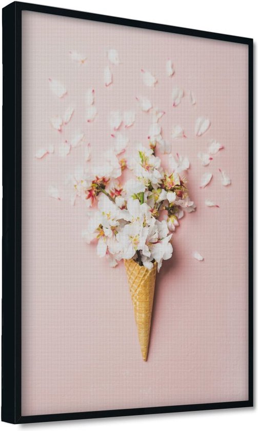 Akoestisch schilderij AcousticPro® - paneel met abstracte ijshoorn met bloemen - Design 83