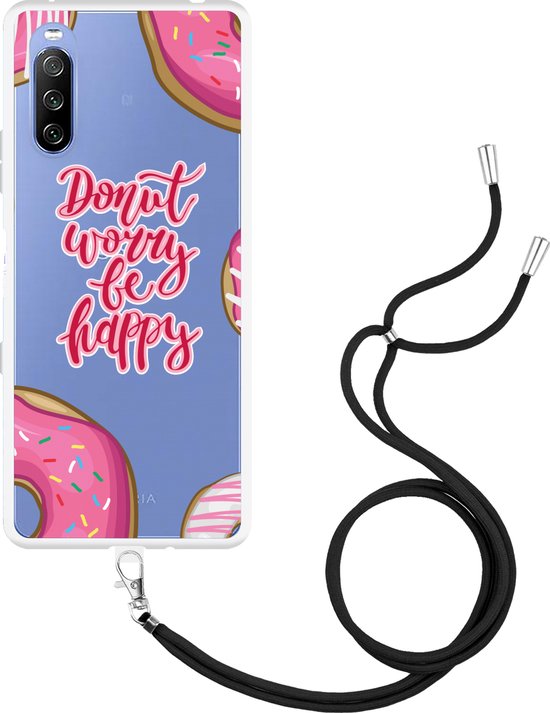 Coque Avec Cordon Pour Sony Xperia 10 III - Protection Complète, Recharge Sans Fil, Design Cœur Doré