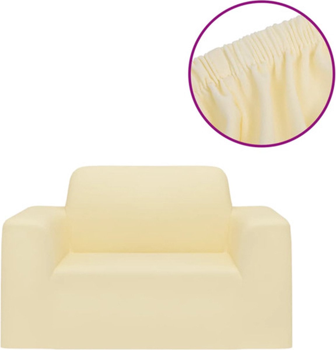 vidaXL Bankhoes - stretch - polyester - jersey - crèmekleurig