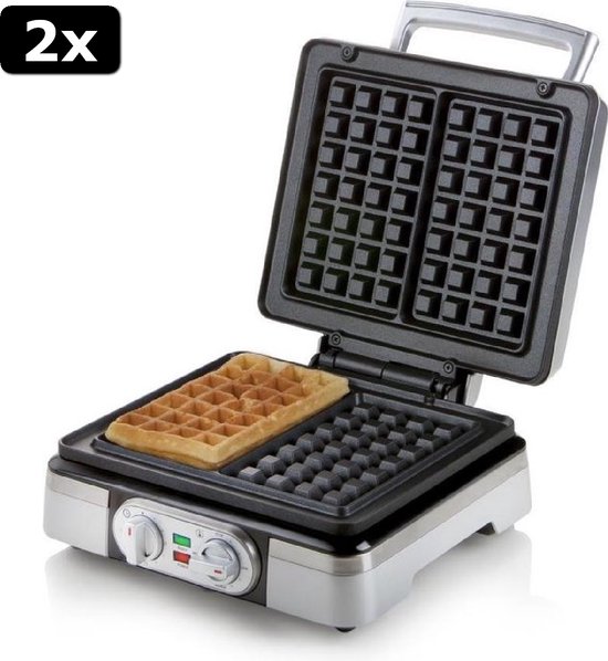 GUTFELS Wafelijzer WAFFLE 5010, gecoate bakplaten, 1600 watt, timer, display, overloopbeveiliging, 5 verschillende programma's, antislip voetjes, kabelopwikkeling, oververhittingsbeveiliging