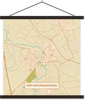 Posterhanger incl. Poster - Schoolplaat - Sint-Michielsgestel - Stadskaart - Kaart - Plattegrond - 60x60 cm - Zwarte latten - Plattegrond