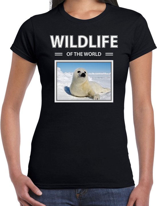 Dieren foto t-shirt Zeehond - zwart - dames - wildlife of the world - cadeau shirt zeehonden liefhebber XXL
