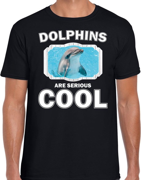 Dieren dolfijnen t-shirt zwart heren - dolphins are serious cool shirt - cadeau t-shirt dolfijn/ dolfijnen liefhebber XL