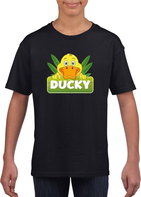 Ducky de eend t-shirt zwart voor kinderen - unisex - eenden shirt - kinderkleding / kleding 110/116