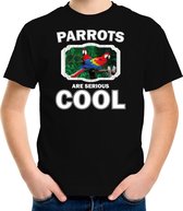 Dieren papegaaien t-shirt zwart kinderen - parrots are serious cool shirt  jongens/ meisjes - cadeau shirt papegaai/ papegaaien liefhebber - kinderkleding / kleding 146/152