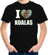 I love koalas t-shirt met dieren foto van een koala zwart voor kinderen - cadeau shirt koalas liefhebber - kinderkleding / kleding 146/152