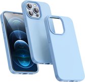 Hoesje Geschikt voor iPhone 14 Pro Max – Liquid Siliconen Backcover – Licht BlauwPine Groe