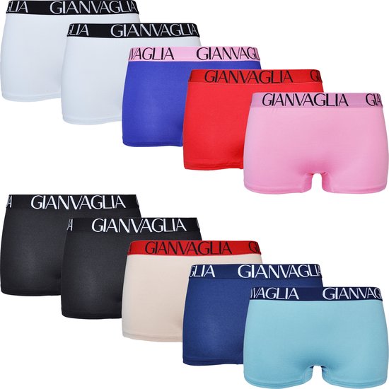 Gianvaglia Lot de 10 sous-vêtements pour femmes en Katoen - Boxershort - Jambe courte - Taille XXL