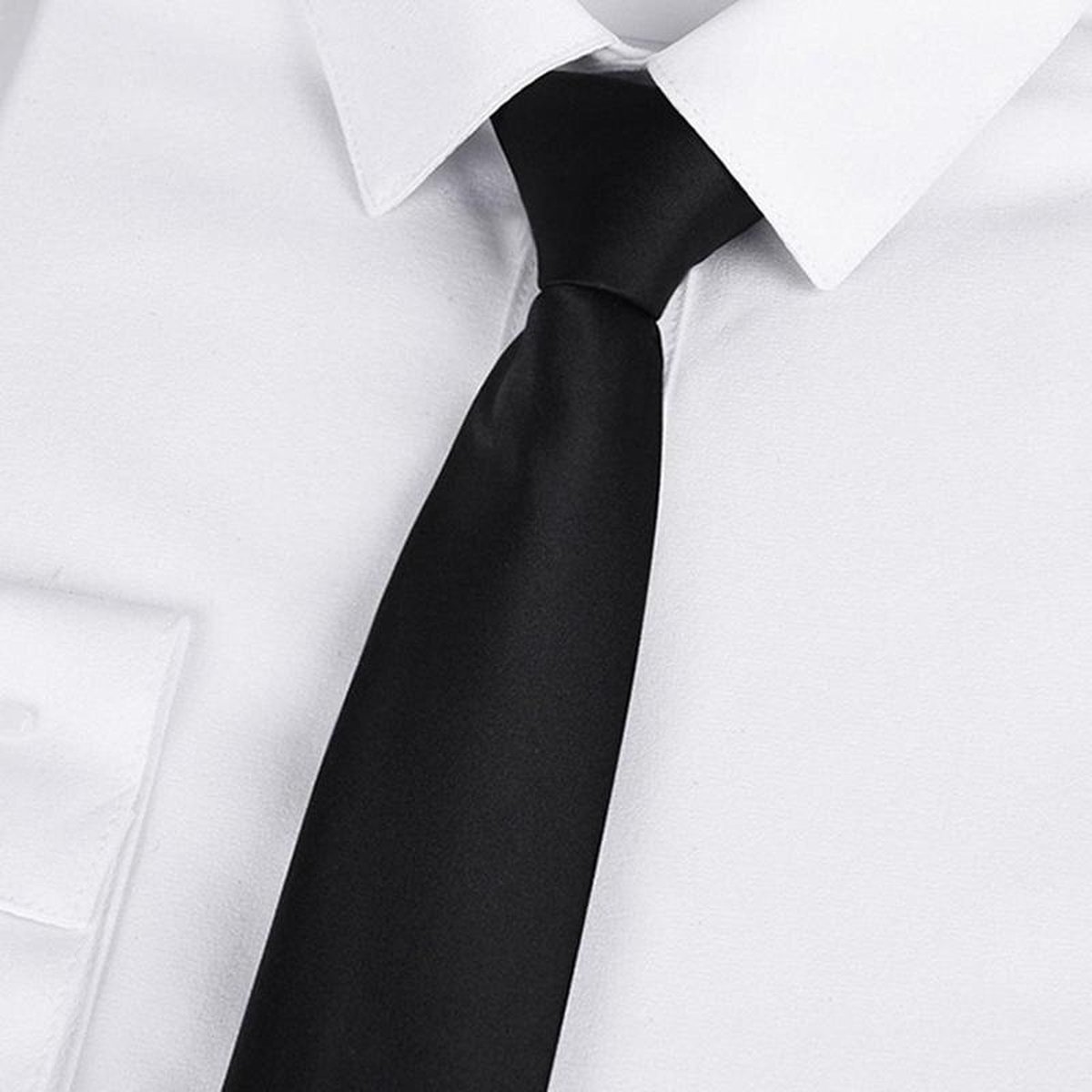 WiseGoods Luxe Clip On Heren Stropdas - Design Kleding - Accessoires Cadeau - Feest Kledij Mannen - Voor Blouse / Smoking - Zwart