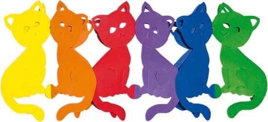 Regenboog verjaardagsslinger katten/poezen 3 meter brandvertragend papier