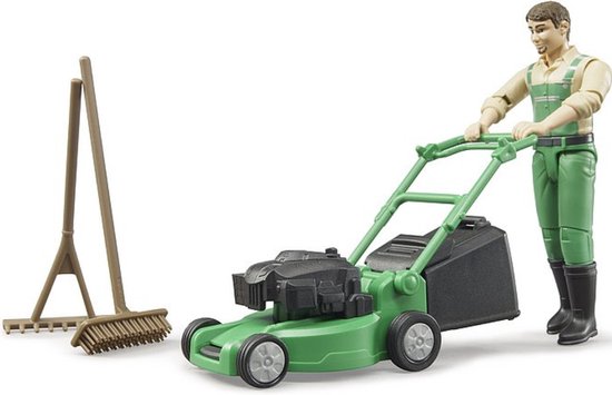 Bruder bworld Gärtner mit Rasenmäher und Gartengeräten 62103